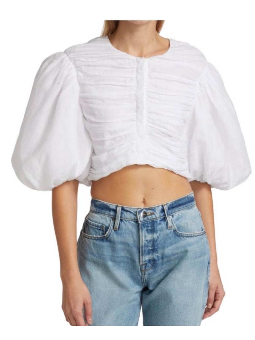 Frame Gathered Puff Sleeve Top XS NWT